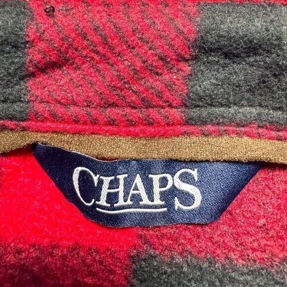 Chaps Buffalo Check Flannel Shacket Mens XL Black Red Plaid Lumberjack Outdoor‎ - Picture 9 of 14